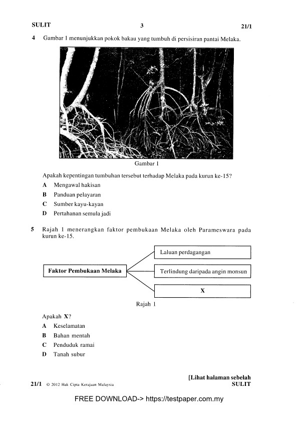 Kertas Peperiksaan Tingkatan 1 / peperiksaan pertengahan tahun Biology