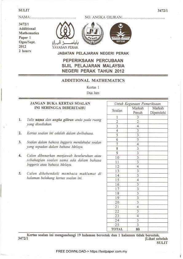 Soalan Trial Spm Addmath 2019 - Kuora o