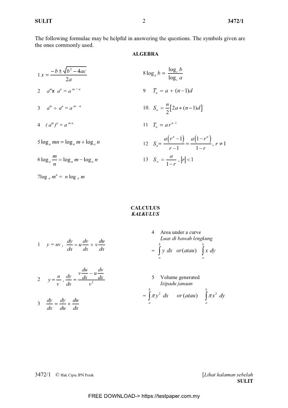 Soalan Matematik Form 1 2019 - Malacca z